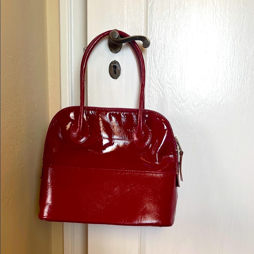 NWOT Margaret Howell minimalist Elegant Red Patent Leather Bag